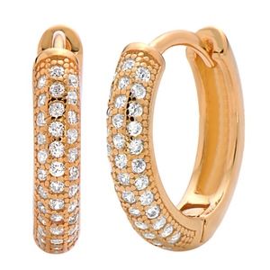 925 Silver Huggie Earrings Micro Pave Seting